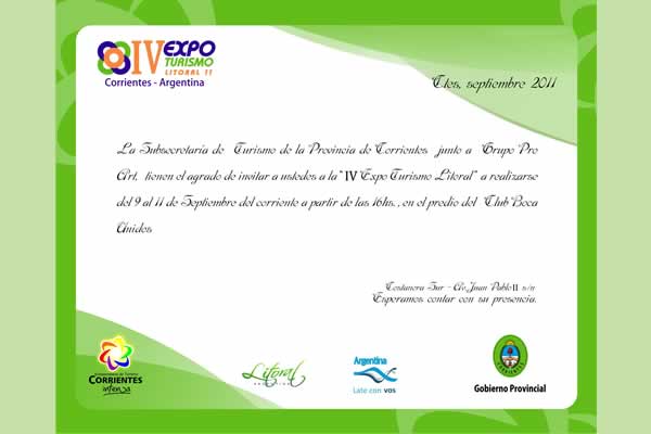-Del 9 al 11 de Septiembre en Corrientes, Expo Turismo Litoral 2011.-