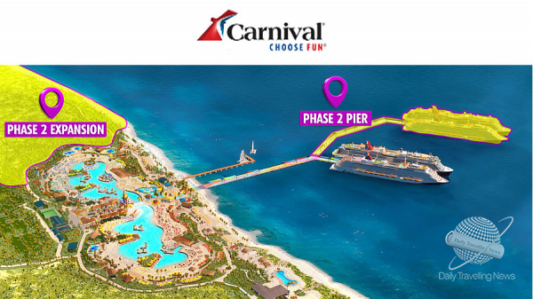 Carnival Corporation anunció una nueva extensión del muelle para Celebration Key en las Bahamas